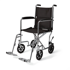 Medline Basic Transport Chair with Permanent Armrests and Detachable Swing-Away Footrests, 300 lb. Weight Capacity, 19