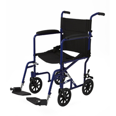 Medline Basic Aluminum Transport Chair with Permanent Full-Length Armrests, Detachable Footrests and 8