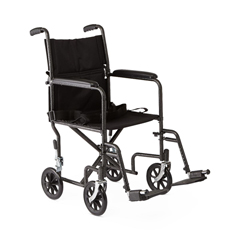 Medline Basic Steel Transport Chair, Hammertone, 19