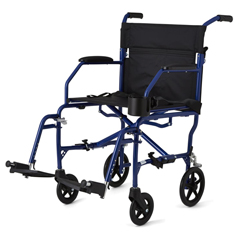 Medline Ultralight Transport Chairs, Blue, F: 6  R: 8, 1/EA