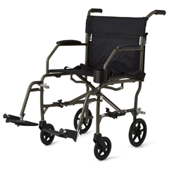 Medline Ultralight Transport Chairs, Silver, F: 6  R: 8, 1/EA