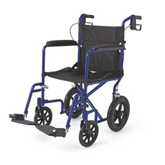 MEDMDS808210ABE - Medline - Aluminum Transport Chair with 12 Wheels, Blue, F: 8  R: 12, 1 EA/CS