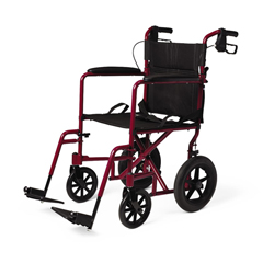 MEDMDS808210ARE - Medline - Aluminum Transport Chair with 12 Wheels, Red