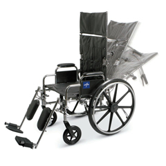 MEDMDS808350 - Medline - Excel Reclining Wheelchair with Removable Desk-Length Arms and Elevating Leg Rests, 300 lb. Weight Capacity, 16 Width
