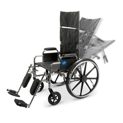 MEDMDS808650 - Medline - Excel Reclining Wheelchair with Removable Desk-Length Arms and Elevating Leg Rests, 350 lb. Weight Capacity, 22 Width