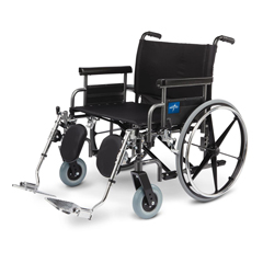 Medline Shuttle Extra-Wide Bariatric Wheelchair with Removable Desk Length Arms and Elevating Legrests, 28