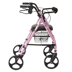 MEDMDS86825BC - Medline - Rollator with 8 Wheels Walker Pink, Breast Cancer Awareness