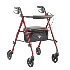 Medline Superlight Aluminum Rollator, Red