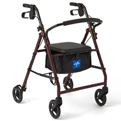 Medline Basic Steel Rollators, Red, 6