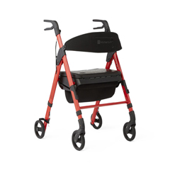 MEDMDS86870R - Medline - Momentum Rollator with Height-Adjustable Seat and Handles, Red, 1/EA