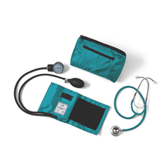 MEDMDS9117 - Medline - Dual-Head Stethoscope and Handheld Aneroid Sphygmomanometer Combination Kit, Adult, Teal