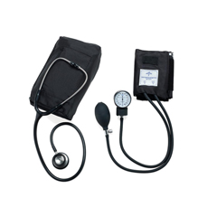 MEDMDS9140 - Medline - Handheld Aneroid with Stainless Steel Stethoscope, Black, Adult, 1/EA