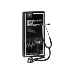 MEDMDS92260 - Medline - Elite Adult Stainless Steel Stethoscope, Black, 1/EA