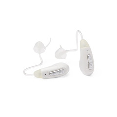 Medline Rechargeable Digital OTC Hearing Aid, Behind-The-Ear Style, White, Set of 2