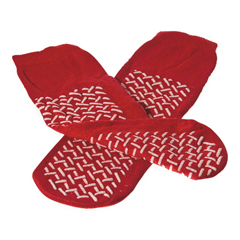 MEDMDT211218RH - Medline - Double-Tread Fall Prevention Patient Slippers, Red, One Size Fits Most, 1/PR