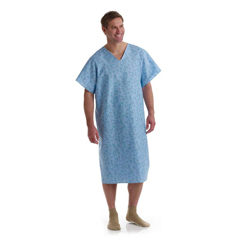 MEDMDTPG5RTSCAB - Medline - Blended Patient Gowns, Cascade Blue Print, One Size Fits Most