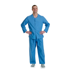 Medline Pajama Pants with Snap Closure, Solid Blue, Size 2XL