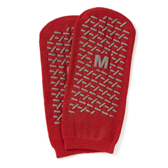 Medline Fall Prevention Patient Slippers, Red, Medium, 48 PR/CS