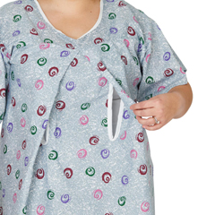 Medline Mother's Maternity Gown, Swirls on Blue, 12 EA/DZ