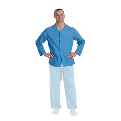Medline Pajama Shirt with Snap Closure, Solid Blue, Size L, 1/EA