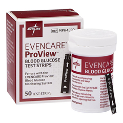 Medline EvenCare ProView Glucose Test Strips, 50 Each per Box
