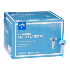 MEDMPHSAFETY28Z - Medline - Safety Lancet with Push-Button Activation, 28G x 1.6 mm