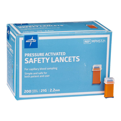 Medline Safety Lancet with Pressure Activation, 21G x 2.2 mm