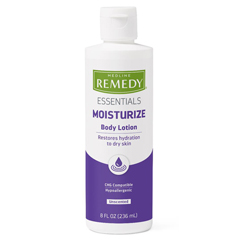 Medline Remedy Essentials Moisturizing Body Lotion, Unscented, 8 oz., 1/EA