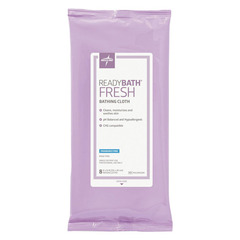 Medline ReadyBath Fragrance-Free Fresh Thin-Weight Bathing Cloths, 8 Wipes/Pack, 30 Packs/Case