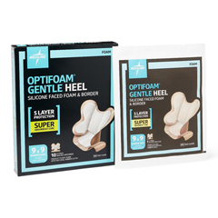 MEDMSC1200B - Medline - Optifoam Gentle Silicone-Faced Foam and Border Heel Dressing, 50 EA/CS