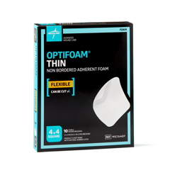 MEDMSC1544EP - Medline - Optifoam Thin Adhesive Foam Dressing, 4 x 4, in Educational Packaging, 100 EA/CS