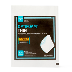 MEDMSC1544EPH - Medline - Optifoam Thin Adhesive Foam Dressing, 4 x 4, in Educational Packaging, 1/EA