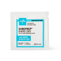 Medline SurePrep Rapid-Dry No-Sting Barrier Film, 1 mL Wipe, 1/EA