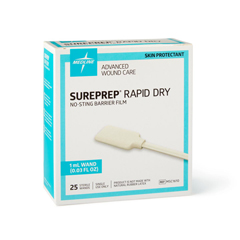 Medline SurePrep Rapid-Dry No-Sting Barrier Film, 1 mL Wand, 25 EA/BX