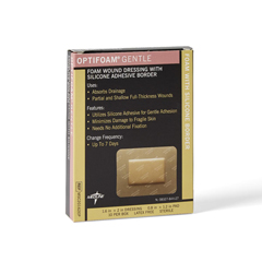 Medline Optifoam Gentle Foam Wound Dressing with Silicone Adhesive Border, 1.6