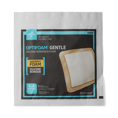 Medline Optifoam Gentle Foam Wound Dressing with Silicone Adhesive Border, 6