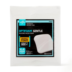 MEDMSC2244EPH - Medline - Optifoam Gentle Silicone-Faced Foam Dressing, 4 x 4, in Educational Packaging