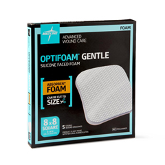 Medline Optifoam Gentle Non-Bordered Silicone-Faced Foam Dressings, 50 EA/CS