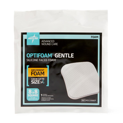 MEDMSC2288EPH - Medline - Optifoam Gentle Silicone-Faced Foam Dressing, 8 x 8, in Educational Packaging, 1/EA