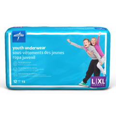 Medline DryTime Disposable Youth Protective Underwear, Size Youth L/XL (60-125 lb.), 12 EA/BG