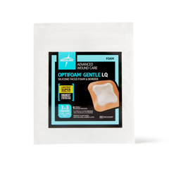 Medline Optifoam Gentle Silicone-Faced Foam Dressing with Liquitrap Super Absorbent Core, 3