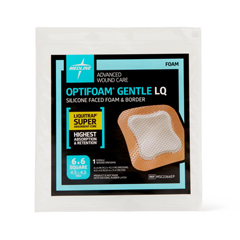 MEDMSC2366EPH - Medline - Optifoam Gentle Silicone-Faced Foam Dressing with Liquitrap Super Absorbent Core, 6 x 6, in Educational Packaging