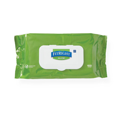 Medline FitRight Aloe Fragrance-Free Wet Wipes, 100EA/PK