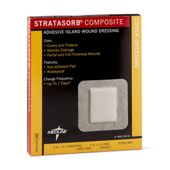 Medline Stratasorb Composite Adhesive Island Wound Dressings, 6
