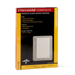 Medline Stratasorb Waterproof Adhesive Island Wound Dressings, 100 EA/CS