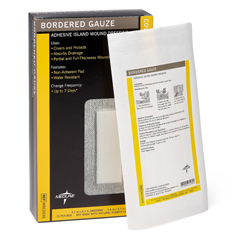 Medline Sterile Bordered Gauze Adhesive Island Wound Dressing, 3