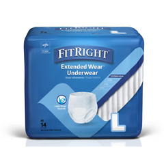 Medline Overnight Protective Underwear, Size L, for Waist Size 40