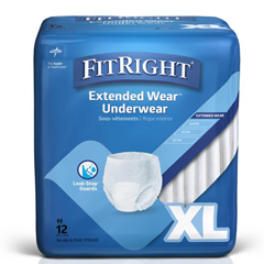 Medline Extended Wear Adult Underwear, Size XL, for Waist Size 56