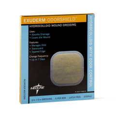 MEDMSC5566 - Medline - Exuderm Odorshield Hydrocolloid Wound Dressing, 6 x 6, 5 EA/BX