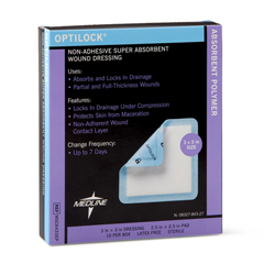 Medline OptiLock Nonadhesive Super Absorbent Wound Dressings, 3